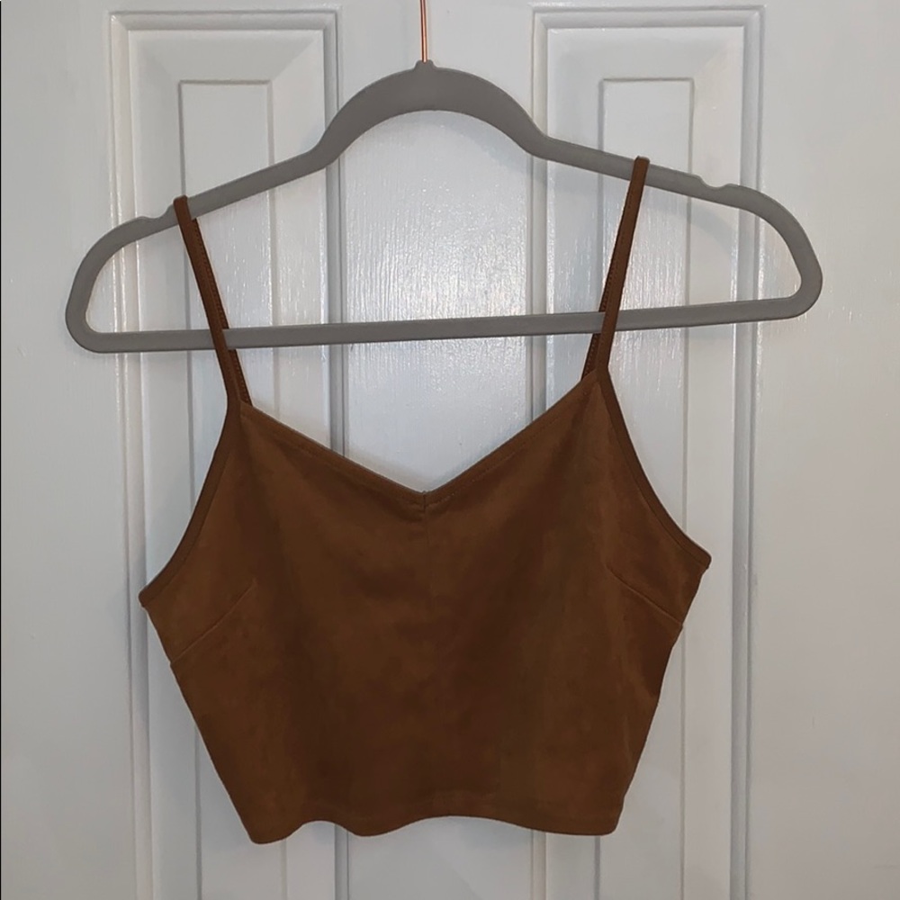Tan velvet crop top